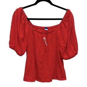 Old Navy Vibrant Red Puff Sleeve T-Shirt Women’s Large